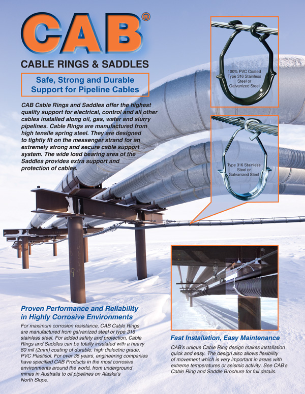 Cover of CAB Products Cable Rings and Saddles used in Pipeline ApplicationsSales Sheet