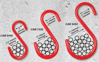 3 standard CAB S-Hooks with Dimensions