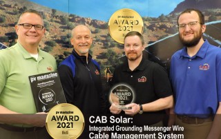 CAB Solar with PV Magazine 2021 Award: (Left to right) Tim Wedding, Paul Martin, Kenyon Blough, Sean Wedding