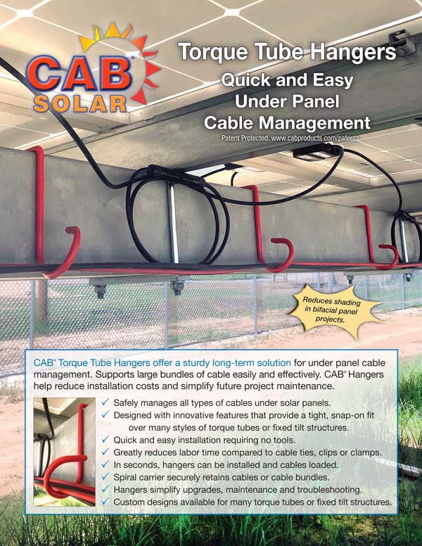CAB Solar Cable Management Torque Tube Sales Sheet August 2022 Cover