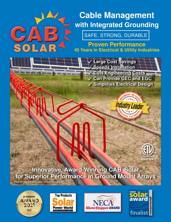 CAB Solar Cable Management with Integrated Grounding Brochure Cover 2023